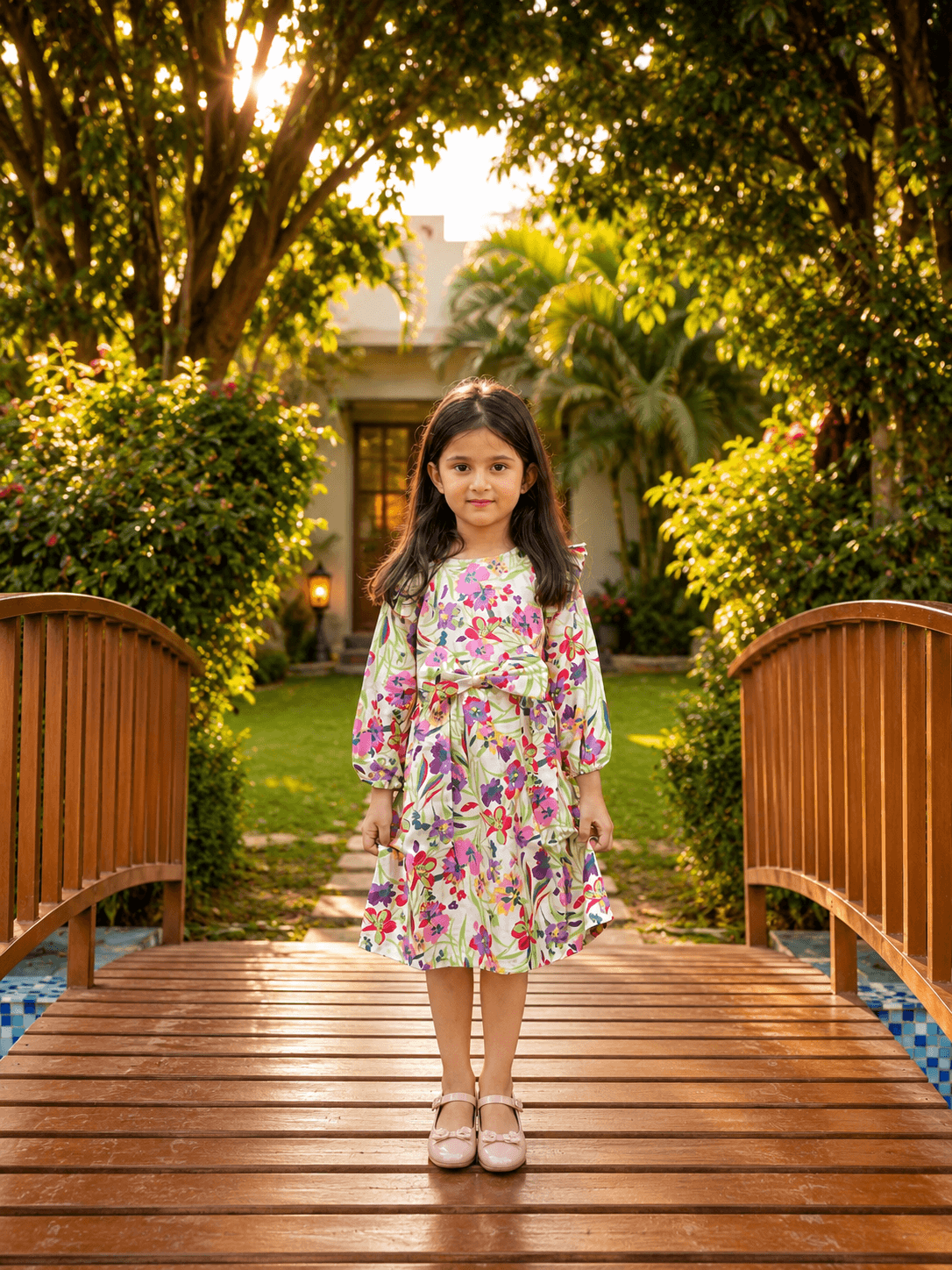 Child modeling Totli outfit outdoors