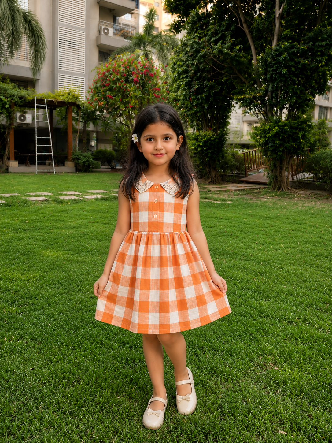 Totli Tales Peach Picnic Dress