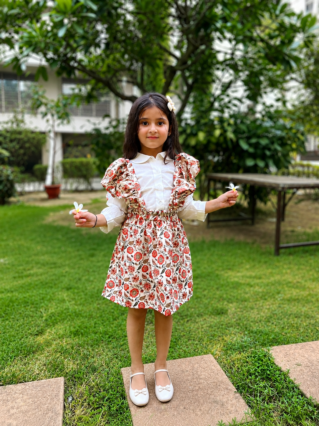 Totli Tales Rosy Bloom Ruffle Dress Set